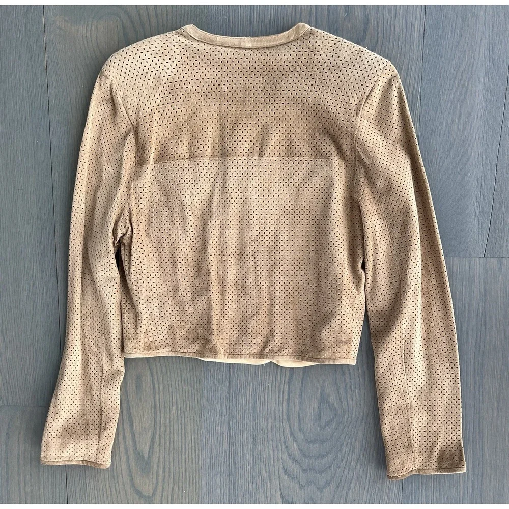 VAKKO Sport suede Leather Vintage Jacket Perforated Leather Size Small - Picture 3 of 8